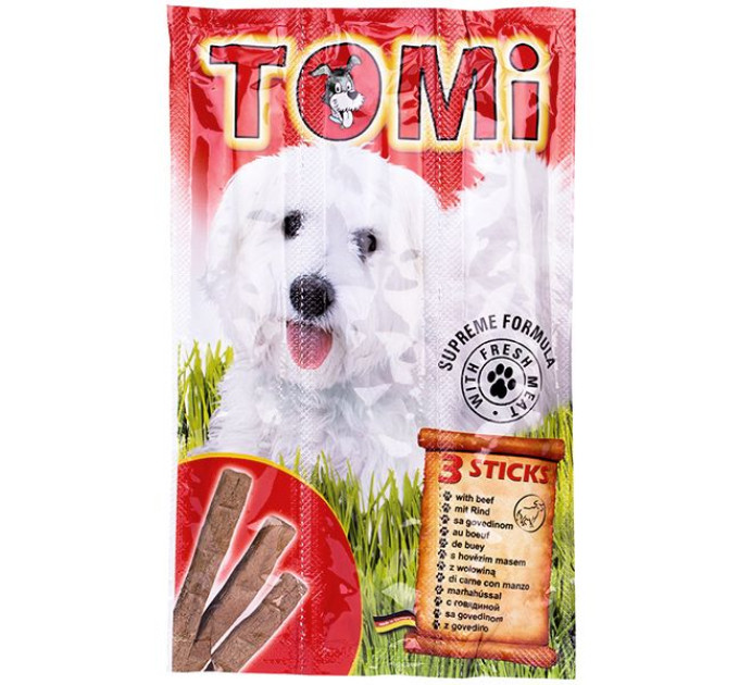 939867 TOMi STICKS DOG BEEF м’ясні палички з яловичиною, ласощі для собак, пач-3ед х10г